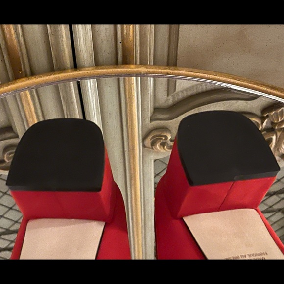 Saks Fifth Avenue Red Suede Mules - Picture 8 of 8